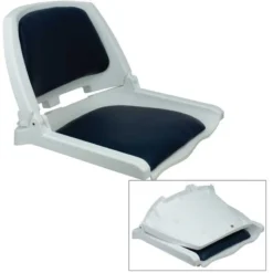 SPRINGFIELD Traveler Folding Seat, White with Blue Cushion